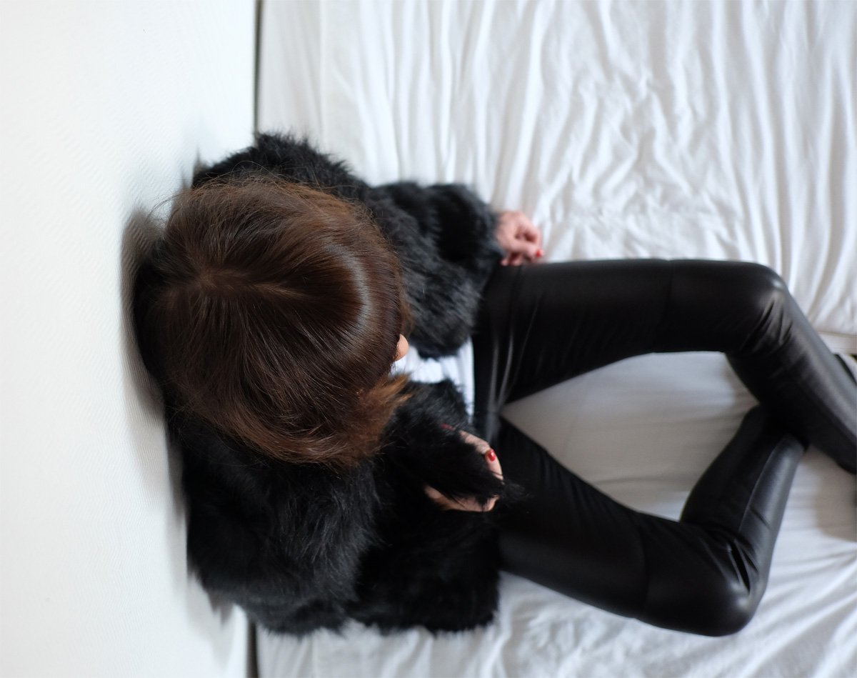 legging cuir noir