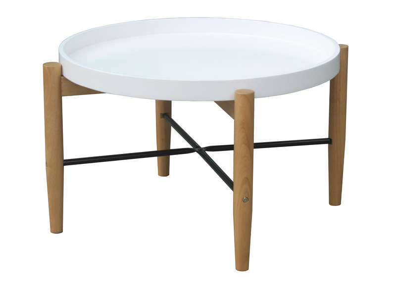 table basse blanche et bois