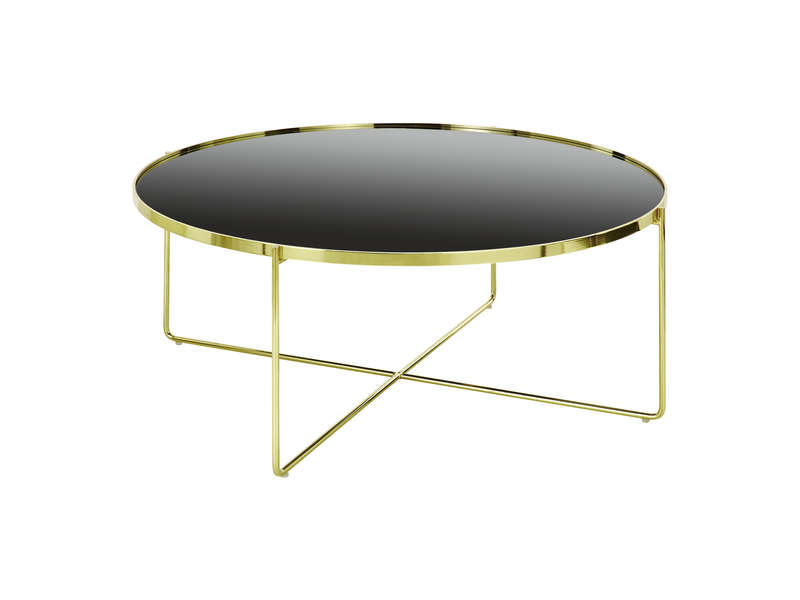 table basse noire et dorée